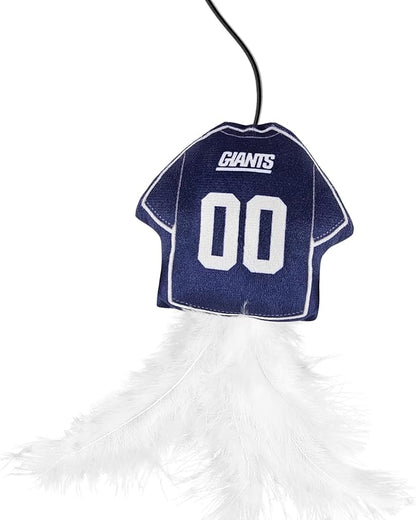 NFL New York Giants Team Jersey Wand with CAT NIP, Cat Toy Jersey Shaped Plush Teaser Toy for Cats & Kittens - Interactive Pet Toy for Play & Exercise