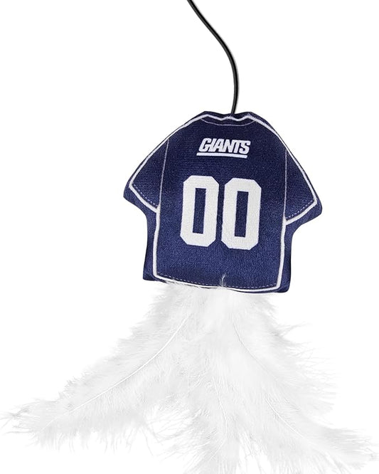 NFL New York Giants Team Jersey Wand with CAT NIP, Cat Toy Jersey Shaped Plush Teaser Toy for Cats & Kittens - Interactive Pet Toy for Play & Exercise