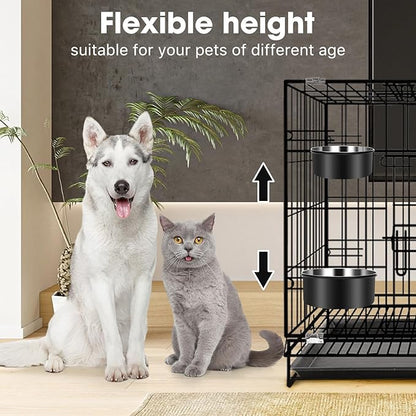Dog Crate Water Bowl Hanging,2 Pack Stainless Steel Water Food Bowl No Spill for Crate Cage,Kennel Bowls Mountable Coop Cup for Dogs Cats Puppy
