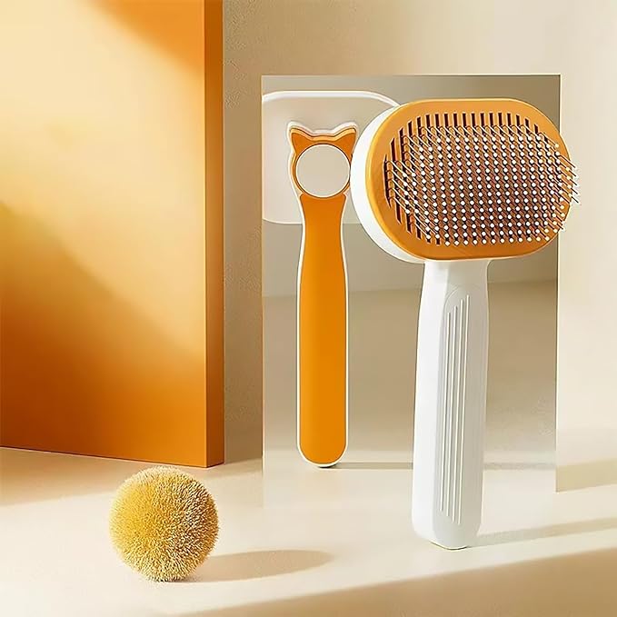 Cat Brush, Dog Brush, Self Cleaning Slide Brush, Pet Grooming, SheddingHair, Fluffy Dog Hair Puppy Kitten, Pet Accessories. (White)