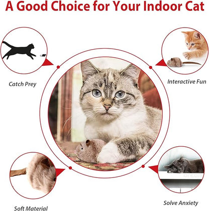 Gigwi Interactive Toy Set for Indoor Cats - 3PCS Plush Pack Including Squeaky Feather, Mouse Hunt, Chase Bird, and Chirping Cricket Toys