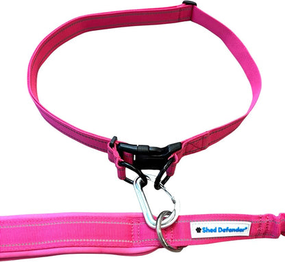 Shed Defender Hands Free Dog Leash Belt - Seen on Shark Tank - Attaches to Any Leash, Jogging & Running, Heavy Duty Buckle, Reflective Stitching, Adjustable one Size fits All, Designed in USA (Pink)