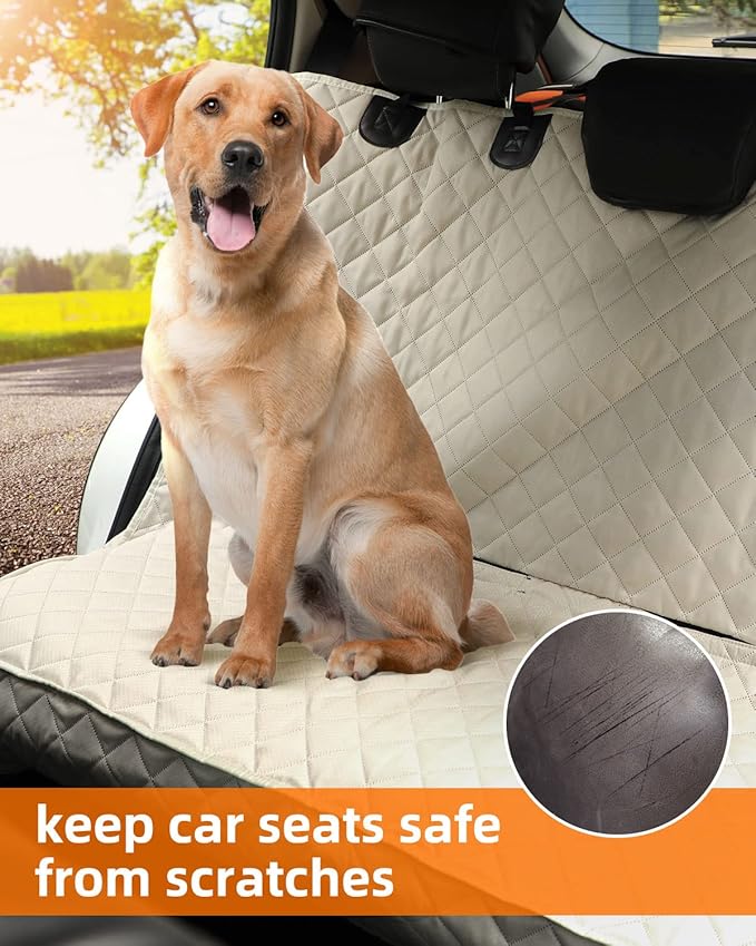 PETICON Waterproof Scratchproof Pet Bench Seat Covers for Cars, SUVs, Nonslip Durable Back Seat Cover for Dogs, Washable Backseat Protection