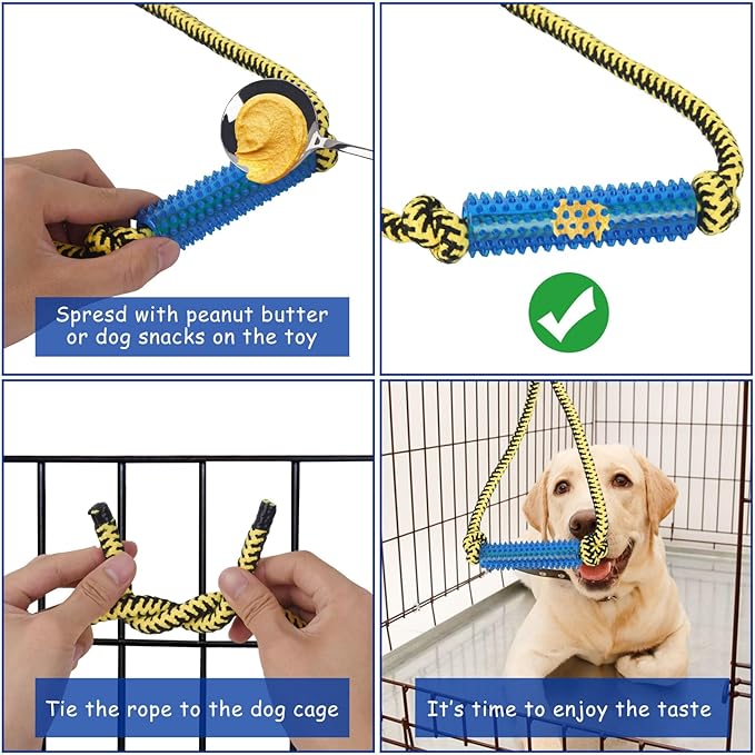 Interactive Dog Toys, Crate Training Aids for Puppies, Puppy Teething Toys,Peanut Butter Dog Food Treat Dispenser Toys (Yellow)