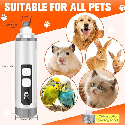 Dog Nail Trimmers Ultra Quiet Electric Pet Dog Nail Clippers Cat Nail Clipper with Led Lights Nail Grinder High Speed Nail File Electric Clippers for Grooming Small, Medium,Large Dogs and Cats (grey)