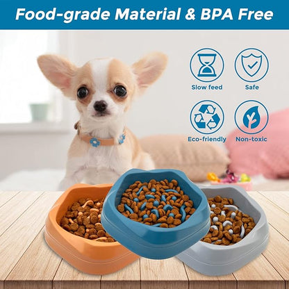 VANNON Slow Feeder Dog Bowls Non Slip Puppy Bowl Durable Dog Puzzle Feeder Bloat Stop Food Bowls for Puppy and Small Dogs, BPA Free, 2 Cups, Blue