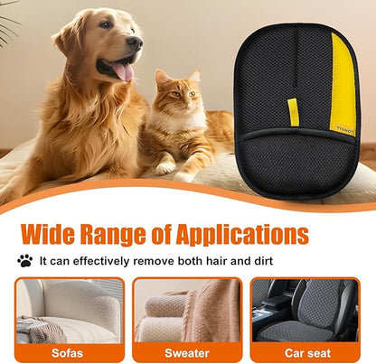 Electrostatic Gloves for Pet Hair Removal: Upgraded 2PCS Animal Fur Removal Tool for Dogs&Cats Efficient Reusable Pet Hair Remover for Couch Carpet Car Seat Clothing Quick Clean (1 pcs-Black)