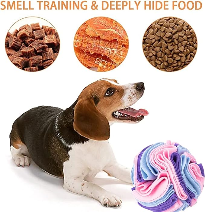 Pet Sniffing Ball,Snuffle Ball Dog Puzzle Toys Treat Ball for Large Medium Small Dogs Machine Washable (Color of Macaron)
