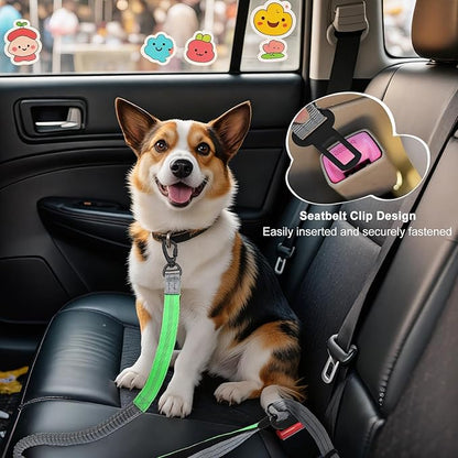 Hands Free Dog Leash, 8.2 FT Waist Leash for Walking, Jogging, Hiking, Adjustable Crossbody Belt with Double Padded Handles, Bungee Car Seatbelt Design for Medium Large Dogs, Gray + Green