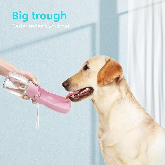 Portable Dog Water Bottle for Walking 19 OZ or 12 OZ Portable Pet Water Bottles for Puppy Small Medium Large Dogs Water Dispenser Pet Water Bowl Dog Accessories (19OZ Pink) (Pink 12 OZ)