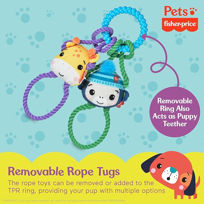 Fisher-Price for Pets 'Tugs With Friends' Interactive Toy for Dogs | Fetch, Tug, Enrichment, and Puppy Teething | Multifunctional