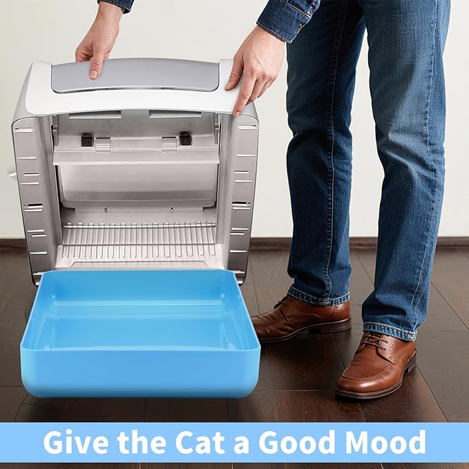 Upgraded Cat Litter Tray,Compatible with Petsafe Litter Self-Cleaning Scoop-Free Box,Non-Odor & Stains & Deformde,Easy Clean,Blue Color