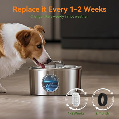 32 Pack Cat Water Fountain Filters for Rellaty and Neareal 3.2L/108oz Automatic Stainless Steel Cat Water Fountain, 16 Activated Carbon Filter + 16 Pre-Filter Sponges