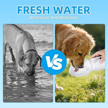 Dog Water Bottle, Leakproof Portable Water Bowl for Dog, Lightweight Water Bottle for Dogs, Food Grade Silicone, Collapsible Travel Pet Water Bottle for Outdoor Hiking Camping (Grey, 18.6 Ounces)