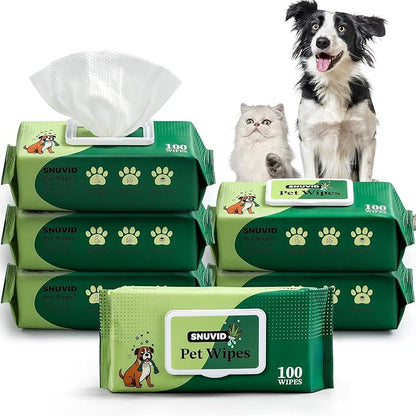 600 Count Dog Wipes, Pet Wipes for Dogs & Cats, Hypoallergenic, Fragrance-Free Grooming Wipes for Cleaning & Hydrating Paws, Body & Butt | Sensitive Skin with Aloe Vera - Unscented