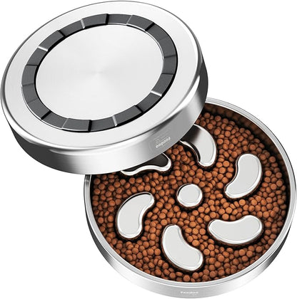 Slow Feeder Dog Bowl-3Cups for Large Breeds, Double Wall Food-Grade Stainless Steel, Heavy Duty with Non-Slip Rubber Base, Puzzle Maze Bowl to Slow Down Eating