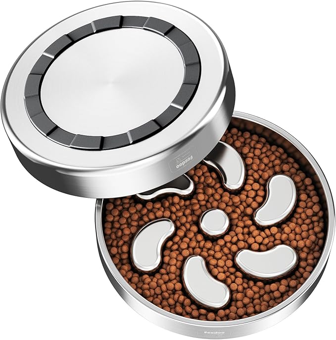 Slow Feeder Dog Bowl-3Cups for Large Breeds, Double Wall Food-Grade Stainless Steel, Heavy Duty with Non-Slip Rubber Base, Puzzle Maze Bowl to Slow Down Eating [2Pack]