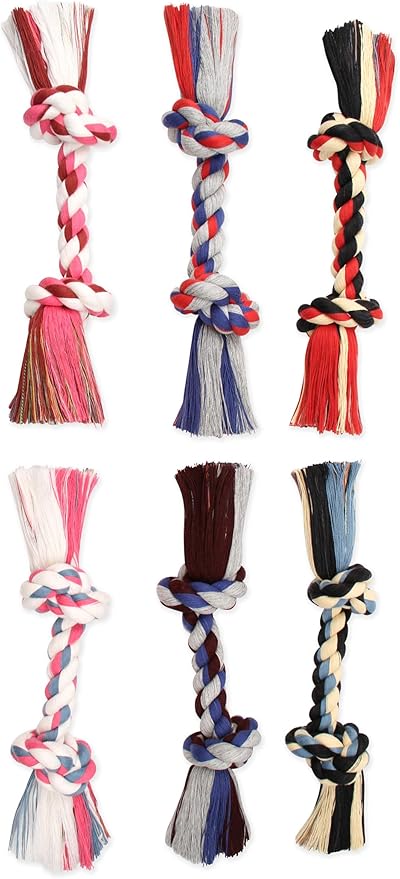 Mammoth Pet Products Flossy Chews Cottonblend Color Rope Bone, Medium, 12-Inch,MultiColored,20004V