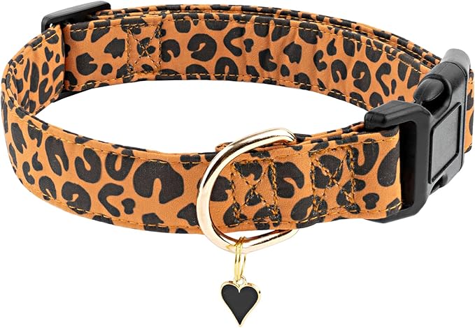 Faygarsle Brown Leopard Print Dog Collar for Small, Medium, Large Boys Girls Dogs S