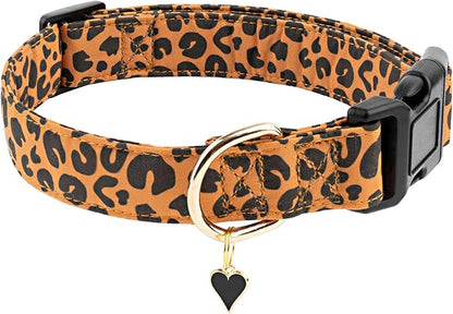Faygarsle Brown Leopard Print Dog Collar for Small, Medium, Large Boys Girls Dogs S