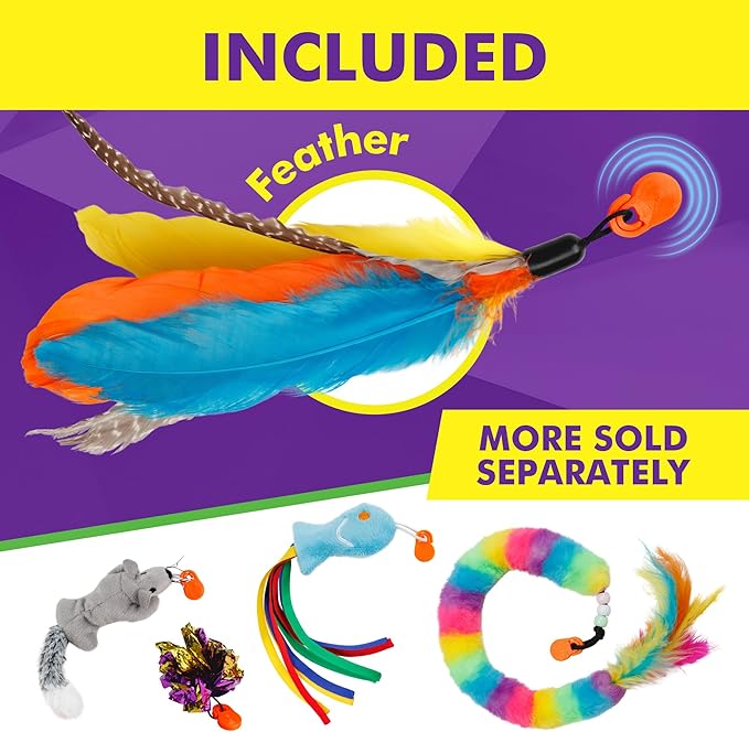 Cat Amazing Snatch - Magnetic Cat Wand Toy! Telescoping, Durable Feather Toy for Cats - Fishing Pole & Teaser Wand String Stick - Cats Can Really Catch!