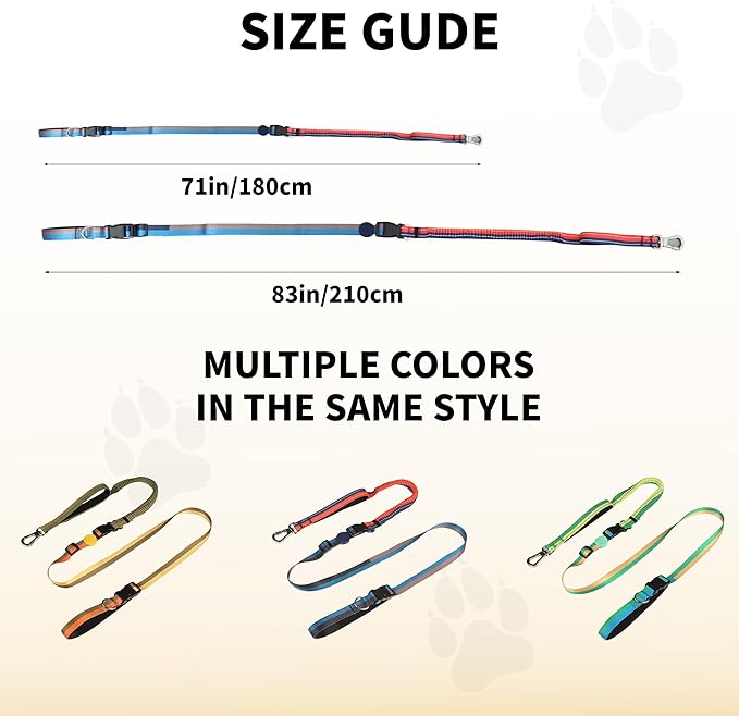‌EVERKING 6ft Hands-Free Dog Leash - 6-in-1 Adjustable with 360° Rotating Buckle, Night Reflective & Shock Absorbing for Large/Small Dogs (Up to 120lbs) (Dark Blue)