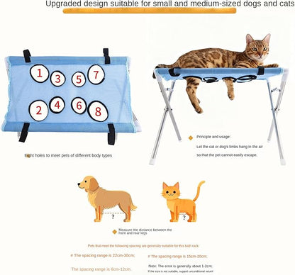 Iron Pet Grooming Hammock - 8-Hole Design Anti-Escaping Cats Sling | Polyester Cloth Kitten Grooming Hanger | for Cats Dogs Kitten Puppy Small Medium Large Breed Indoor Home Hair Cutting Ear Cleaning