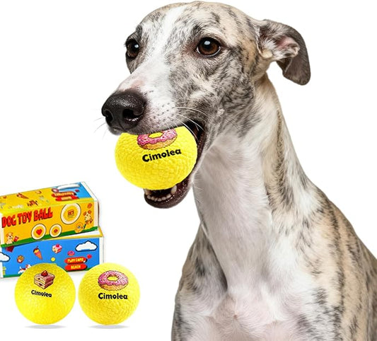 Dog Balls Tennis balls for Dogs, Interactive Dog Toys for Aggressive Chewers ,Indestructible Dog Toy to Keep Them Busy, Puppy Chew Toys for Teething, Durable Dog Ball for Medium Small (Dessert-3.0")