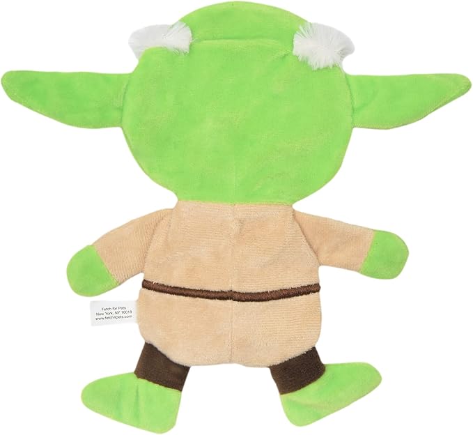 STAR WARS Dog Toy Yoda Plush Flattie Dog Toy - Officially Licensed - Small Soft Stuffingless Crinkle Chew Toys for All Dogs, 6 Inch