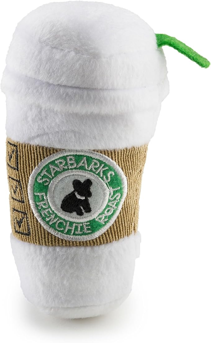 Haute Diggity Dog Starbarks Coffee Cup, Plush Designer Dog Toys with Interactive Squeaker, Stimulating Pet Enrichment, Machine-Washable & Safe Materials for All Breeds, Size Small