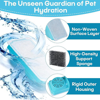 8-Pack Pet Water Fountain Filter Replacement for Emdoro Pet Water Fountain, Fit for 3.2L/108oz Wireless Stainless Steel Cat Water Fountain for 4 Months Supply