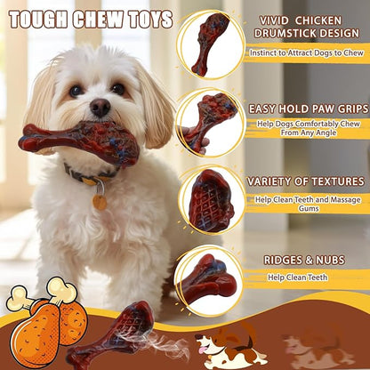 Magicorange Dog Chew Toys for Aggressive Chewers, Indestructible Dog Toy for Medium/Large Breed, Tough Nylon Teething Bone Toy to Keep Them Busy,Bacon and Real Beef Flavor (Beef Flavor, 1 Pack)