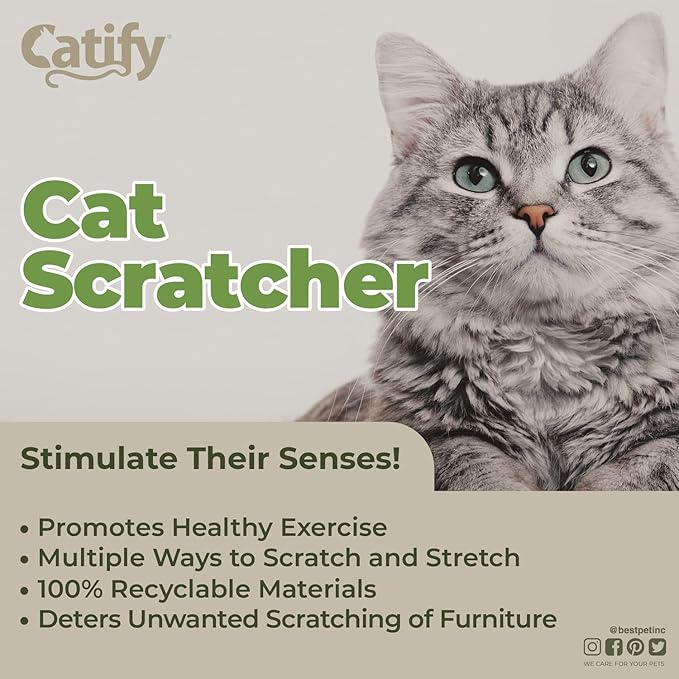 Best Pet Supplies Catify Cat Scratcher, Fun Interactive Scratchers, Posts, Poles, Claw Safe, Furniture Saver Indoor Play Support Natural Cat Behaviors Heavy Duty - Cat-Shape, 18.5 x 10.75"