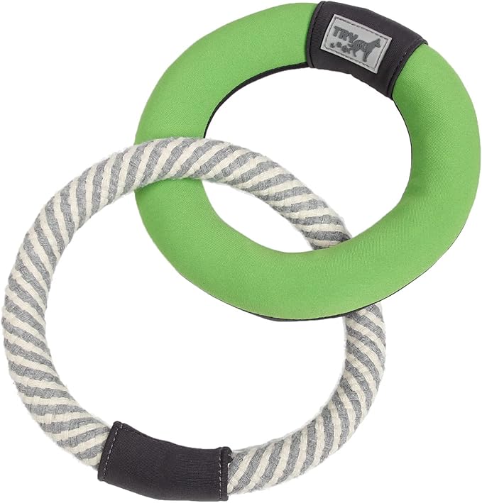Pet Life ® 'Ring Toss' Dual-Connecting Rings Jute Rope and Foam Water Floating Fetch Dog Toy