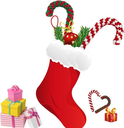 Candy Cane Rope Toy,Puppy Chew Dog Toys Interactive and Cotton Rope Toys and Christmas Decoration, Puppy Pet Play Chew and Training Toy for Medium&Large Dog Pet Teeth Cleaning