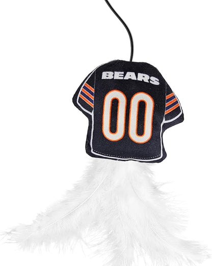 NFL Chicago Bears Team Jersey Wand with CAT NIP, Cat Toy Jersey Shaped Plush Teaser Toy for Cats & Kittens - Interactive Pet Toy for Play & Exercise