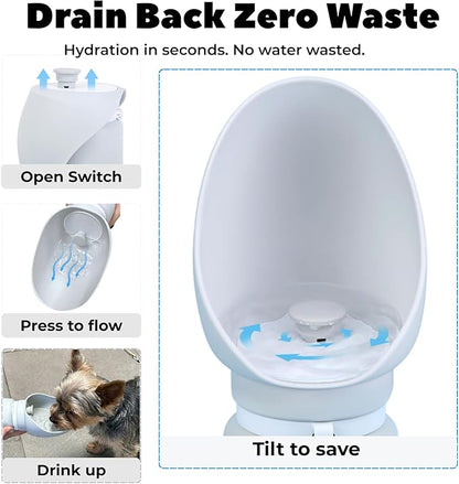 BICYSTAR Collapsible Water Bottle for Dogs, Foldable Leak-Resistant w/Drain-Back, Pet Travel Bowl, 19oz for Walks, Hiking & Road Trips