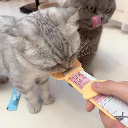Cat Treat Spoon Squeeze, Sliding Kitten Strip Feeder Suitable for Puree and Delectables Bisque Lickable Wet Cat Treats, 2Pcs Pet Food Dispenser for Puppies Small Pets