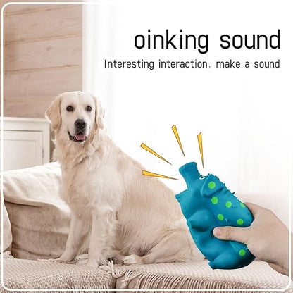 WishLotus Natural Latex Dog Squeaky Toy, Pig-Shaped Dog Chew Toys for Teeth Cleaning, Puppy Chew Toy for Dogs to Relieve Stress and Reduce Boredom (Blue,1pc L-Size)