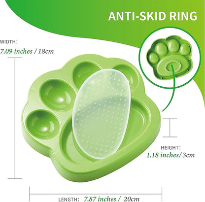 PetDreamHouse PAW 2-in-1 Mini Slow Feeder Dish & Lick Pad for Small Dogs & Cats, Paw-Shaped Slow Feeding Dish with an Interchangeable PAW Lick Pad.