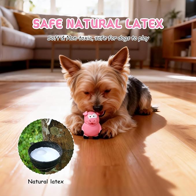 Small Squeaky Dog Toys, 3 Pack Latex Dog Chew Toy Set, Funny Animals Squeaky Balls for Interactive Fetch Play, Soft Rubber Teething Toy for Puppy Small Dogs