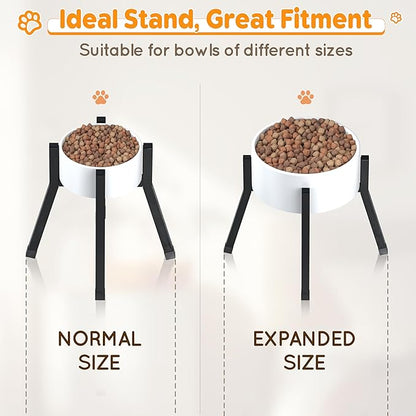 Raised Dog Bowl Stand Medium-Sized Dogs with Adjustable Width (7-10.6"),Single Food and Water Stand Feeder(Bowls Not Included)