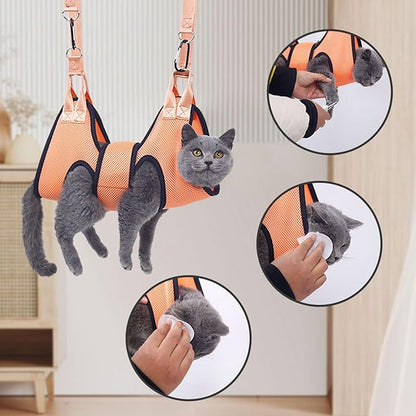 Secure Pet Grooming Hammocks for Dog Cats Nails Clipping Bathing with Durability Polyester Fabric and Restraint