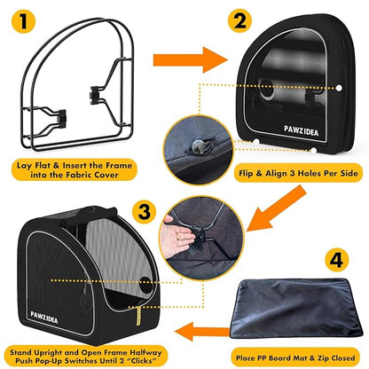 PAWZIDEA 3-in-1 Dog Stroller for Large Dogs with Detachable Carrier up to 100lb, 45% Extra Tall Dog Car Crate Sit Upright, Foldable Pet Stroller for 2 Medium Dogs All-Terrain Jogger, Adjustable Handle