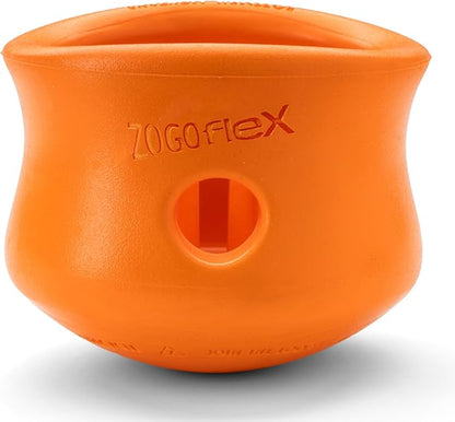 WEST PAW Zogoflex Toppl Interactive Treat Dispensing Puzzle Dog Toy for Mental Stimulation & Enrichment-Holds Kibble & Treats-Lickable, Freezable & Dishwasher Safe-Made in USA-XL-Tangerine
