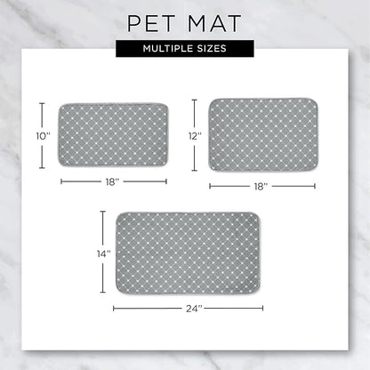 Bone Dry Embroidered Microfiber Cat Shape Pet Food & Water Placemat-Gray