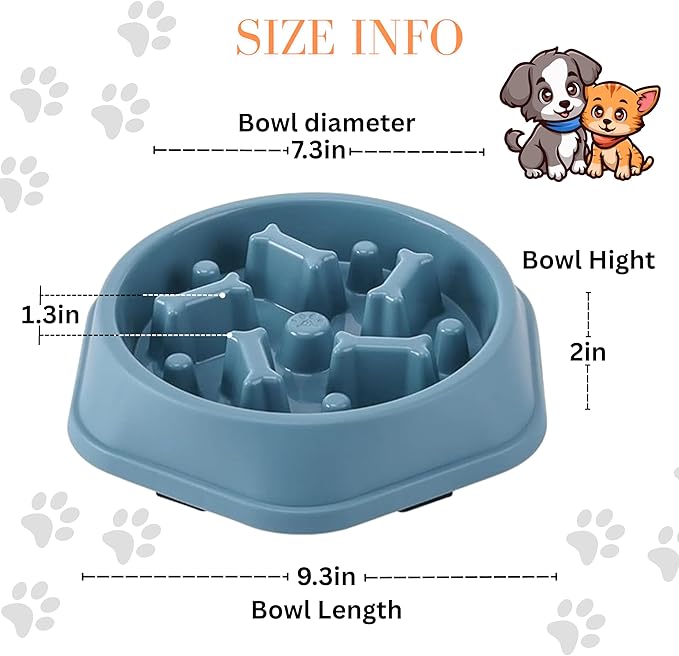 Slow Feeder Dog Food Bowl – Interactive Dog Food Dish for Breeds, Bowl Designed to Slow Eating, Promotes Healthy Digestion and Prevents Bloat, Ideal for Cats and Dogs