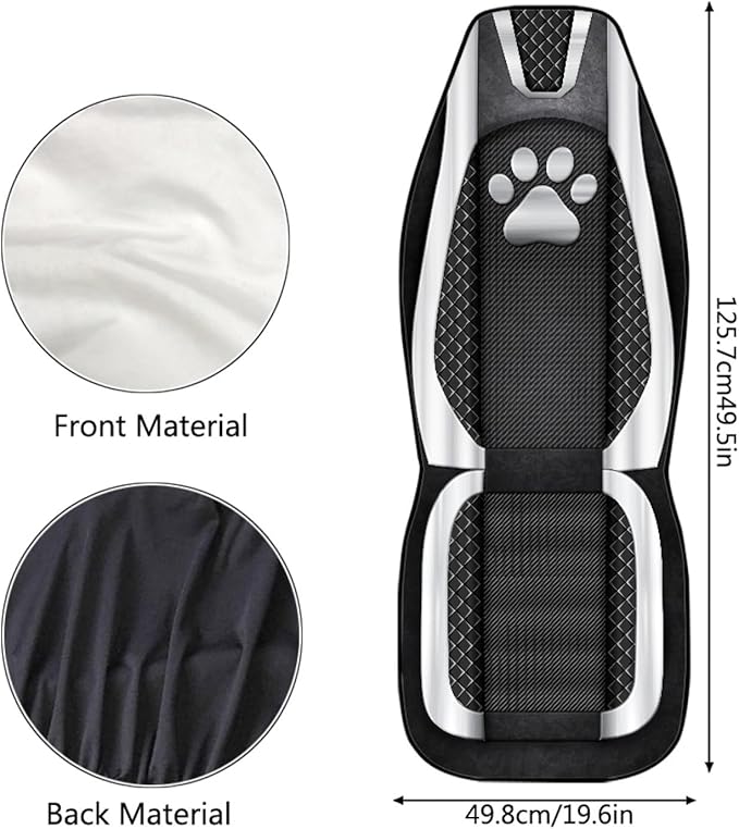 Paw Print Waterproof Car Seat Cover Front Seats Only Anti-Slip Back Fabric Automobile Front Seat Covers Checkered Stripe Print Car Accessory Universal Fit for Truck SUV Van Sedan