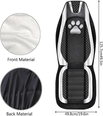 Paw Print Waterproof Car Seat Cover Front Seats Only Anti-Slip Back Fabric Automobile Front Seat Covers Checkered Stripe Print Car Accessory Universal Fit for Truck SUV Van Sedan