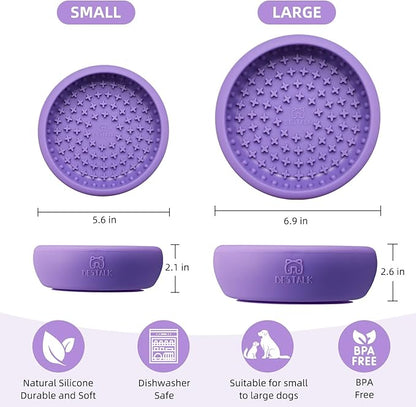 Dog Lick Bowl, Bestalk Anxiety Relief Lick Mat for Dogs, Non-Slip Freeze Licking Bowl Enrichment Puzzle Feeder for Distraction, BPA Free Silicone, Dishwasher Safe(Purple,L)